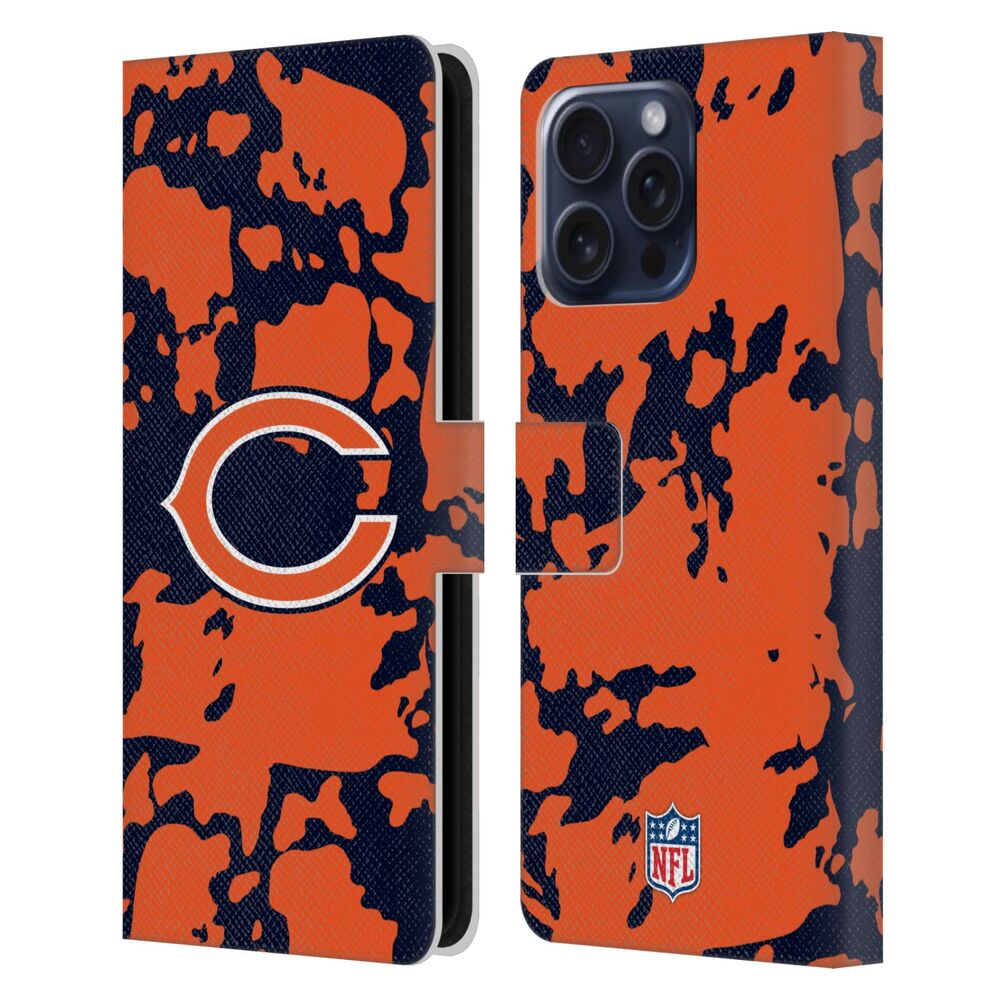CHICAGO BEARS(NFL) シカゴベアーズ シカゴベアーズ - Cow Animal Print レザー手帳型 / Apple iPhoneケース 【公式 / オフィシャル】